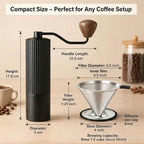 Manual Coffee Grinder with Strainer & Brush, Adjustable Stainless Steel Burr, 30g Hand Crank Coffee Mill, Aluminum Body & Walnut Handle for Espresso, Turkish Coffee & French Press - Image 2