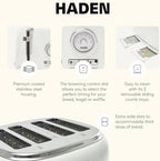 Haden Dorset 4 Slice Wide Slot Stainless Steel Toaster, Ivory & Chrome - Image 3