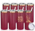 20 oz Skinny Tumblers Bulk with Lids and Straws Red,8 pack by MetalyaTumblers