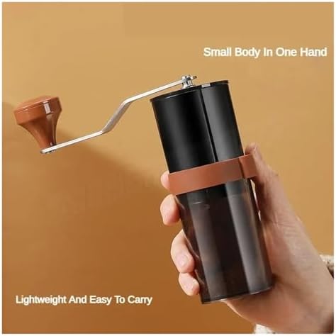 Professional Manual Coffee Grinder - Adjustable Diamond Burr Grinder with Cleaning Brush for Home and Travel(Brown) - Image 4