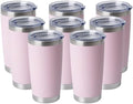 HASLE OUTFITTERS 20oz Stainless Steel Tumblers Bulk, Insulated Travel Cup with Lid, Double Wall Vacuum Coffee Mug for Cold & Hot Drinks 8 Pack, Light Pink by HASLEOUTFITTERS