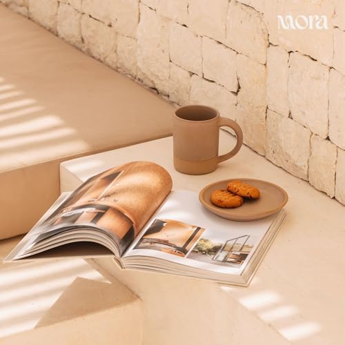 MORA Medium Mugs Set of 4, 16oz Ceramic Pottery Latte Mugs/Coffee Cups - Microwave and Dishwasher Safe - Mushroom - Image 7