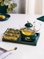 Water Pitcher Flower Tea Cup Set Fruit Flower teapot Set Glass Flower teapot Set Heat-Resistant Base Heating Water Jug - Image 3