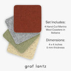 Graf Lantz - Bierfilzl Merino Wool Square Coasters Set of 4 - Ikebana (4"x4"x5mm) - Absorbs 30% of Weight - Natural German Wool - Heat Resistant, Sustainable, Reusable - Home Decor, Coffee Table Decor - Image 4