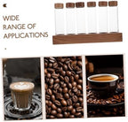 Coffee Bean Storage Tubes Stand with Wooden Base and Glass - Image 3