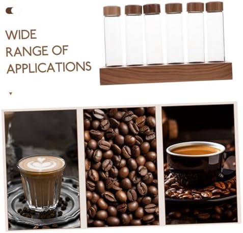 Coffee Bean Storage Tubes Stand with Wooden Base and Glass - Image 3