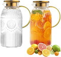 Amzcku Glass Pitcher with Lid 68oz 2L Vintage Water Carafe Beverage 2Pack by Amzcku