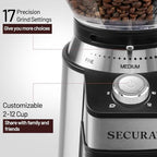 Secura Conical Burr Coffee Grinder Electric Coffee Bean Grinder with 17 Precise Grind Settings Automatic 2-12 Cups Coffee Grinder for Espresso French Press Coffee - Image 2