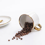 Agyiuns Tea Cups and Saucers with Gold Trim, 6.7oz White Porcelain Coffee Cups Set of 4 for Latte, Tea(white and gold) - Image 3