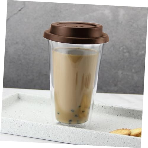 ULTECHNOVO Beverage Cup with Glass Double Wall Insulated Coffee Cup Lid Reusable for Daily Use - Image 2