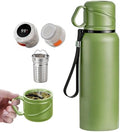 Double wall vacuum Leakproof stainless steel wide mouth insulated water bottle;tea tumbler with infuser,cup,lid;smart thermoses hot drinks;thermal flask ice coffee with led digital temperature display by Unknown