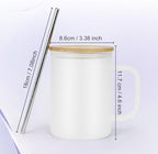 AGH 6 Pack Sublimation Glass Cups with Handle, 16oz Frosted Sublimation Blanks with Bamboo Lid & Stainless Steel Straw, DIY Beer Can Tumbler for Iced Coffee, Juice, Beer, Wedding, Birthday Gifts - Image 5