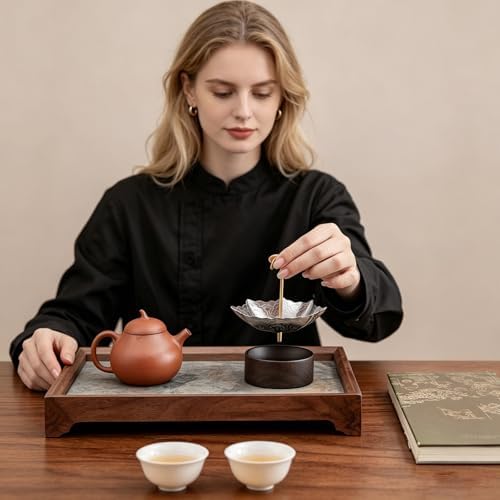 4 in 304 Stainless Steel Umbrella Tea Strainer, Fine Mesh Filter Tea Infuser with Copper Handle, Portable Loose Leaf Tea Filter for Home Office Tea House Coffee Shop(Silver) - Image 4