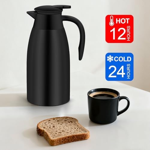 70oz Thermal Coffee Carafe Insulated Coffee Thermo,2 Pack Stainless Steel Thermo Pitcher,Double Walled Vacuum Insulation Coffee Carafes For Keeping Hot,Tea Water Hot Beverage Dispenser - Image 3