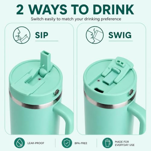 Farsea 40oz Insulated Stainless Steel Travel Tumbler with Handle & Straw - Image 5