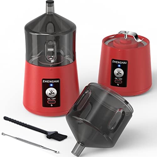 Electric Portable Herb Grinder. USB-C Rechargeable, Compact Size, Easy On/Off. Fast Grinding for Flower Buds Dry Spices Herbs, with Pulse Mode and Cleaning Brush (Red) by ZHENGHAIGrinder