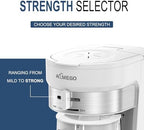 AEMEGO Iced Tea Coffee Maker, Brewing System with 2.5-quart Glass Pitcher, sliding strength selector, Stainless Steel Decoration, Reusable Filter（white） - Image 4