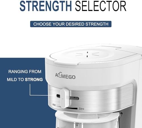 AEMEGO Iced Tea Coffee Maker, Brewing System with 2.5-quart Glass Pitcher, sliding strength selector, Stainless Steel Decoration, Reusable Filter（white） - Image 4