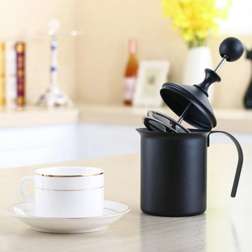 Black Manual Milk Frother 400cc PP Stainless Steel for Milk - Image 5