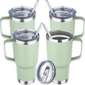 20 oz Tumbler with Handle Stainless Steel Insulated Coffee Mug Tumbler with Lid and Straw Double Wall Vacuum Insulated Coffee Mug Leak Proof Travel Mug Tumbler for Hot and Cold Drink (Green Tea,4pack) by YEBTSLife