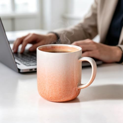 Stoneware Coffee Mugs Set of 4, 14oz Hand-Painted Coffee Cups with Handle - Image 7