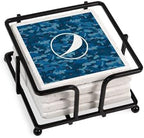 CafePress Pepsi Pattern 4 Tumbled Stone - Set of 4 Coasters Set of w/holder by CafePress