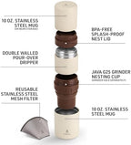 VSSL - Nest Pour Over Coffee Kit | Coffee Maker for Camping | All-In-One Travel Pour Over | Transportable Dripper, Two 10oz Stainless Steel Travel Mugs | Compact Storage & Adventure Ready | Cream - Image 5