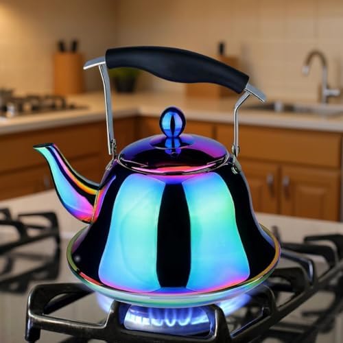 2 Liter Whistling Tea Kettle, Color Rainbow Mirror Finish Stainless Steel Stovetop Teakettle with Heat-Resistant Handle and Stylish Appearance, Suitable for All Stovetops - Image 5