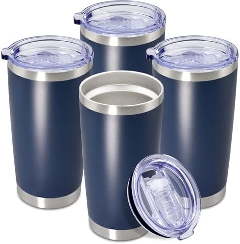 20oz Tumbler Insulated Coffee Tumblers with Lid Stainless Steel Navy 4P by AEPDTD