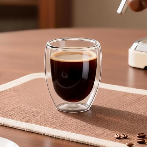 NIRA.Z 2 Pack 12oz Double Wall Glass Coffee Mugs, No Hole Bottom, Insulated Borosilicate Glass Coffee Cups, Clear Mugs for Hot & Cold Beverages, Perfect for Espresso, Latte, Tea, Cappuccino - Image 7
