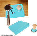 Coffee Powder Press Tool Set Wooden Handle Flat Base Hammer Non Slip Silicone Tamper Mat with Slot (Blue) - Image 2