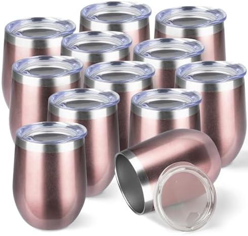 StarSpeed 12oz/12 Pack Insulated Wine Tumbler with Lid,Rose Gold by StarSpeed