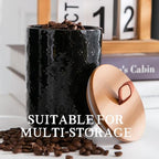 Ceramic Canisters Set, Black, Set of 3, Embossed Pattern - Image 7