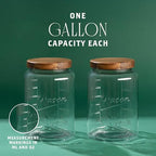 1 Gallon Glass Mason Jar with Airtight Wooden Lid, Wide Mouth Large Food Storage Container with Measurement Markings For Kitchen Pantry, Pickling, Cookies, Flour & Sugar - 2 Pack - Image 2
