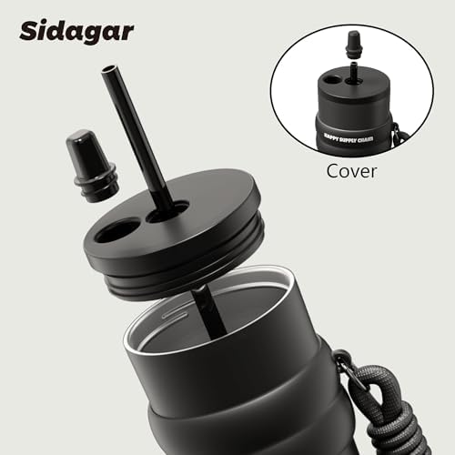 SDGA+ 24 oz Stainless Steel Tumbler with Lid and Straw, Insulated Water Bottle Leak Proof for Hot and Cold, Portable Travel Coffee Mug, Reusable Coffee Cup for Women, Black - Image 6