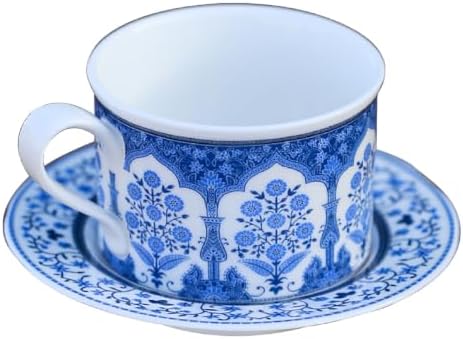Turkish Ceramic Coffee Cups with Saucers Blue Flower Tea Cups Set - Image 3