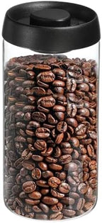 uxcell Coffee Vacuum Container, 1800ml/60oz Glass Coffee Bean Storage Container with Lids for Spices Biscuits Loose Leaf Tea, Black by uxcell