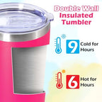 20oz Tumbler Insulated Tumblers Vacuum Coffee Mug with Lid Hot Pink 6Pack - Image 4