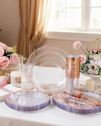 YOUBET 700PCS Rose Gold Plastic Dinnerware Set for Wedding Party - Image 5