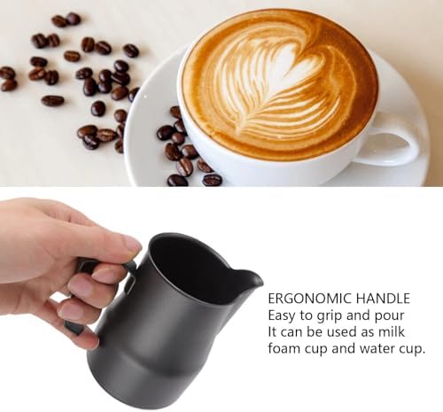 304 Stainless Steel Coffee Frothing Pitcher, 350ml Milk Steaming Jug Cup with Ergonomic Handle and Eagle Beak Spout - Image 5