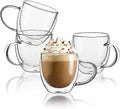 Sweese Clear Coffee Mugs - 8 oz Double Wall Glass Coffee Mugs Set of 4, Perfect for Espresso, Latte, Cappuccino by Sweese