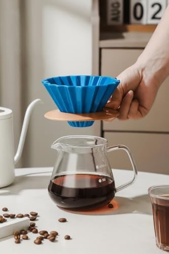 SODEF Turquoise Ceramic V60 02 Dripper for Pour Over Coffee Brewing - 1 Liter Capacity - Reusable Filter Cone for Rich Flavor Extraction - Smooth Glaze Finish - Image 3