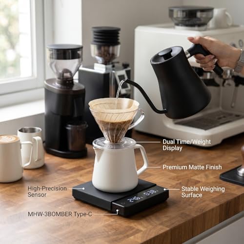 BRRNOO Coffee Scale Digital Coffee Scale 0.1g Precision 0.1g High Precision 0. Accurate Visual Flux Monitoring Timer Rechargeable - Image 5