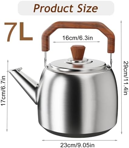 316 Stainless Steel Whistling Water Kettle for Stove Top, Large Capacity Tea Kettle with Handle, Hot Water Fast to Boil Tea Pot, Classic Kitchen Stovetop Kettle(7L/7.4 Quarts, Matte) - Image 3