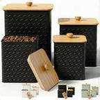 Kitchen Canisters for Countertop Set of 4 w/Airtight Easy Open Bamboo Lids by HBDesignCo