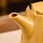 Yundu Ceramic Teapots for Tea, 1000ml/33.8oz Tea Pot with Infusers for Loose Tea, Striped Tea Pot with Removable Tea Infuser - Reactive Mustard - Image 2