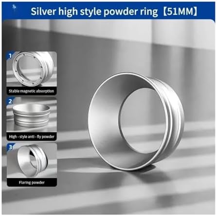 Coffee Dosing Ring Magnetic High 3.2cm Espresso Funnel 51mm 58mm,Compatible For Delonghi,Compatible For Breville,Portafilter(51mm silver) - Image 2