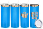 20 oz Skinny Tumblers Bulk with Lids and Straws Baby Blue,4 pack by MetalyaTumblers