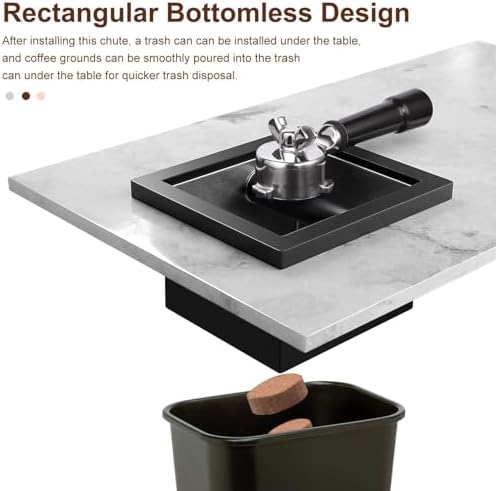 Bottomless Knock Box Espresso, Embedded Coffee Knock Box, Stainless Steel Countertop Espresso Grounds Container for Commercial Cafes Restaurants Home, 5.44 x 5.91” (Black) - Image 5