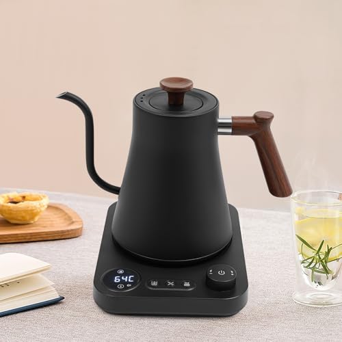 Electric Gooseneck Kettle,1200W Electric Tea Kettle With Stainless Steel Inner Lcd Screen Timing Constant Temperature Control Quick Heating Water Boiler For Coffee Tea Brewing (black) - Image 7